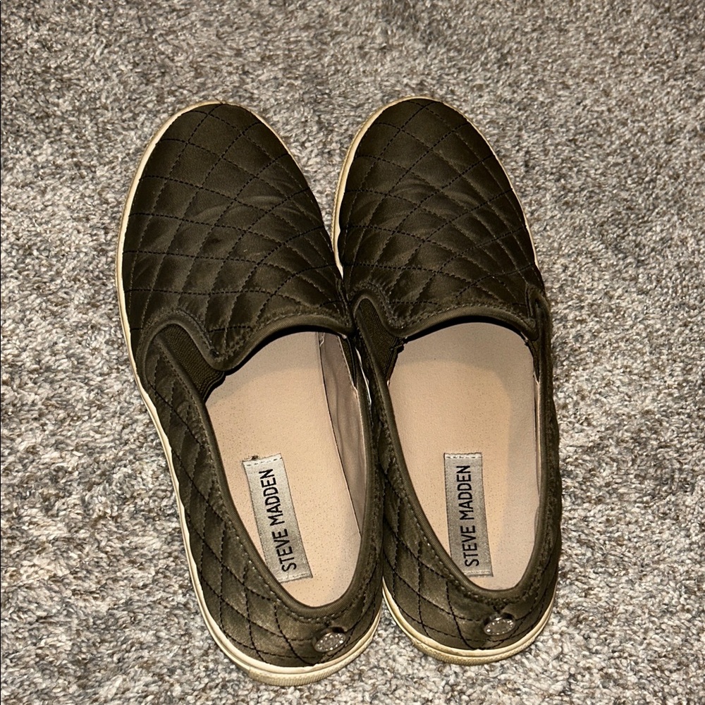 Steve Madden Olive Quilted Slip-On Sneakers